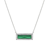 Birthstone Necklace with Rectangle Stone - May