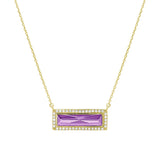 Birthstone Necklace with Rectangle Stone - June