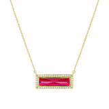 Birthstone Necklace with Rectangle Stone - July