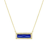Birthstone Necklace with Rectangle Stone - September