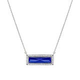 Birthstone Necklace with Rectangle Stone - September