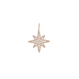 Rose Gold Finish Sterling Silver Star Charm With Simulated Diamonds for LL7136B