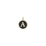 Black Enamel Initial Charm