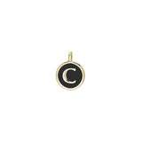 Black Enamel Initial Charm