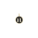 Black Enamel Initial Charm