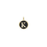 Black Enamel Initial Charm