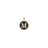 Black Enamel Initial Charm