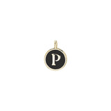 Black Enamel Initial Charm