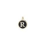 Black Enamel Initial Charm