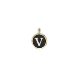 Black Enamel Initial Charm