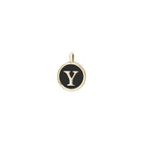 Black Enamel Initial Charm