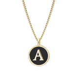 Black Enamel Initial Pendant