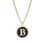 Black Enamel Initial Pendant