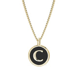 Black Enamel Initial Pendant
