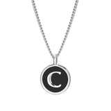 Black Enamel Initial Pendant