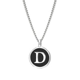 Black Enamel Initial Pendant