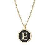 Black Enamel Initial Pendant