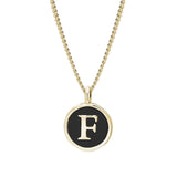 Black Enamel Initial Pendant