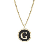Black Enamel Initial Pendant