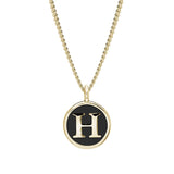 Black Enamel Initial Pendant