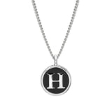 Black Enamel Initial Pendant