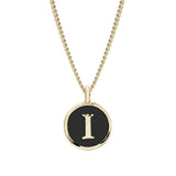 Black Enamel Initial Pendant
