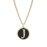 Black Enamel Initial Pendant