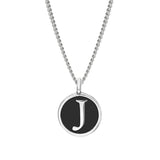 Black Enamel Initial Pendant