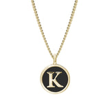 Black Enamel Initial Pendant