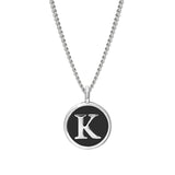 Black Enamel Initial Pendant