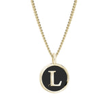 Black Enamel Initial Pendant