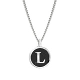Black Enamel Initial Pendant