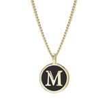 Black Enamel Initial Pendant