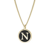 Black Enamel Initial Pendant