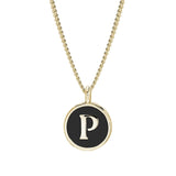 Black Enamel Initial Pendant