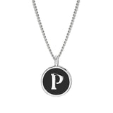 Black Enamel Initial Pendant