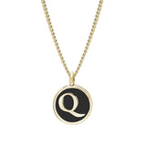 Black Enamel Initial Pendant