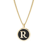 Black Enamel Initial Pendant