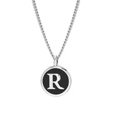 Black Enamel Initial Pendant
