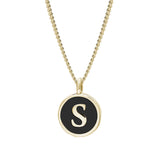 Black Enamel Initial Pendant