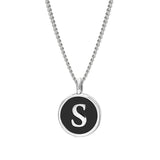 Black Enamel Initial Pendant