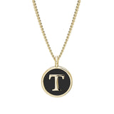 Black Enamel Initial Pendant