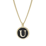 Black Enamel Initial Pendant