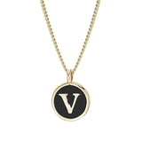 Black Enamel Initial Pendant