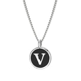 Black Enamel Initial Pendant