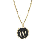 Black Enamel Initial Pendant