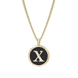 Black Enamel Initial Pendant