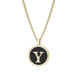 Black Enamel Initial Pendant