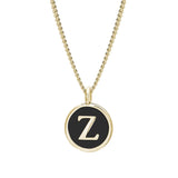 Black Enamel Initial Pendant