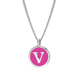 Pink Enamel Initial Pendant